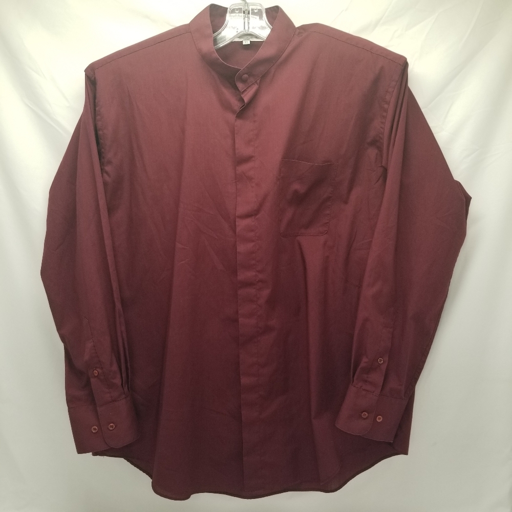 Diamante Mens Shirt Size 17 1/2 XL 34/35 Mandarin Collar Button Up Long Sleeve